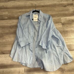 NEW Zara 100% linen Button Down